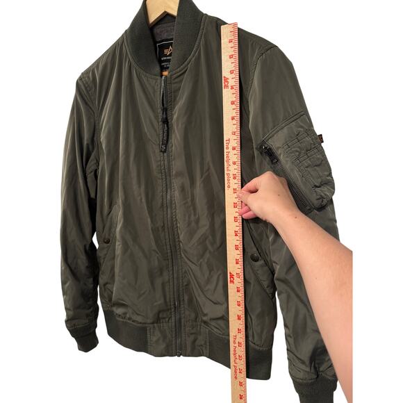 Alpha Industries M Bomber Flight Jacket MA-1 T-Shirt Liner Slim Japan Army Green - Picture 8 of 10